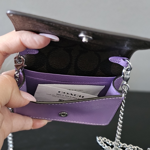 Coach Mini Wallet On A Chain With Signature Canvas Interior - Picture 4 of 5